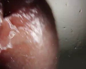 Makro närbild cumming på glas